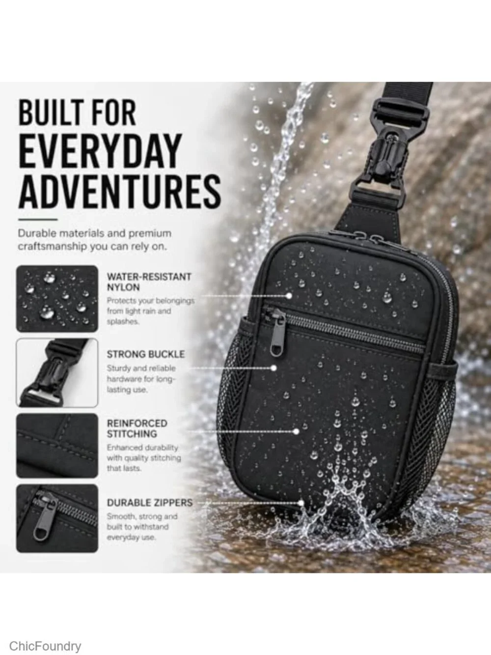 Anti Theft RFID Blocking Travel Crossbody Sling Bag with Adjustable Strap